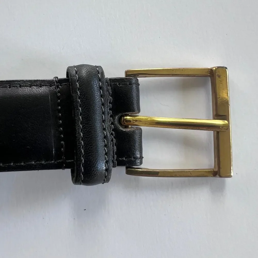 Dooney & Bourke Black Leather Belt Made in USA Brass Buckle Size 34